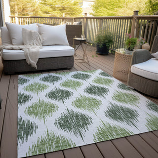 Piper Looms Chantille Ikat ACN848 Fern Machine Washable Area Rug Outdoor Lifestyle Image Feature