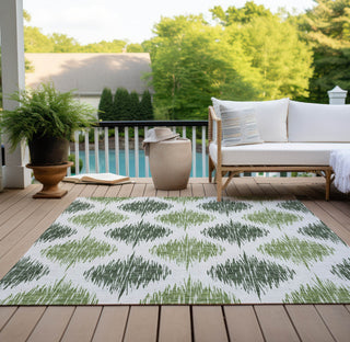Piper Looms Chantille Ikat ACN848 Fern Machine Washable Area Rug Outdoor Lifestyle Image Feature