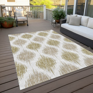Piper Looms Chantille Ikat ACN848 Gold Machine Washable Area Rug Outdoor Lifestyle Image Feature