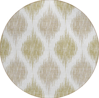 Piper Looms Chantille Ikat ACN848 Gold Machine Washable Area Rug Round Main Image