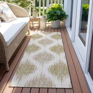 Piper Looms Chantille Ikat ACN848 Gold Machine Washable Area Rug Runner Outdoor Lifestyle Image Feature