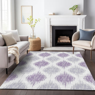 Piper Looms Chantille Ikat ACN848 Lavender Machine Washable Area Rug Lifestyle Image Feature