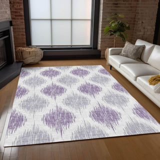 Piper Looms Chantille Ikat ACN848 Lavender Machine Washable Area Rug Lifestyle Image Feature