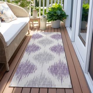 Piper Looms Chantille Ikat ACN848 Lavender Machine Washable Area Rug Runner Outdoor Lifestyle Image Feature