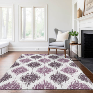 Piper Looms Chantille Ikat ACN848 Purple Machine Washable Area Rug Lifestyle Image Feature