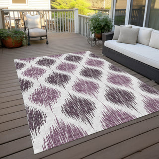 Piper Looms Chantille Ikat ACN848 Purple Machine Washable Area Rug Outdoor Lifestyle Image Feature