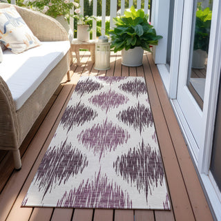 Piper Looms Chantille Ikat ACN848 Purple Machine Washable Area Rug Runner Outdoor Lifestyle Image Feature
