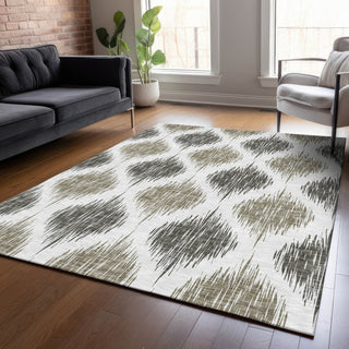Piper Looms Chantille Ikat ACN848 Taupe Machine Washable Area Rug Lifestyle Image Feature