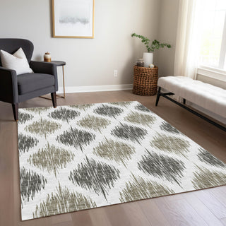 Piper Looms Chantille Ikat ACN848 Taupe Machine Washable Area Rug Lifestyle Image Feature