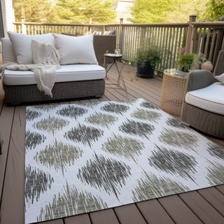 Piper Looms Chantille Ikat ACN848 Taupe Machine Washable Area Rug Outdoor Lifestyle Image Feature