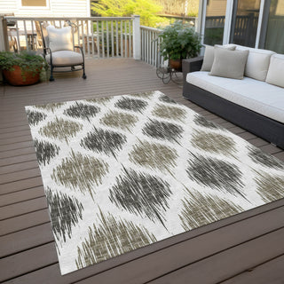 Piper Looms Chantille Ikat ACN848 Taupe Machine Washable Area Rug Outdoor Lifestyle Image Feature
