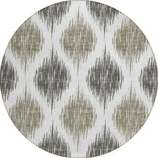 Piper Looms Chantille Ikat ACN848 Taupe Machine Washable Area Rug Round Main Image