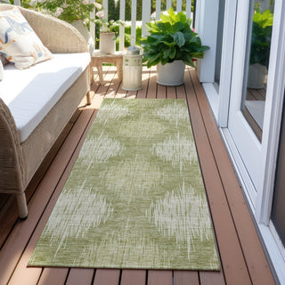 Piper Looms Chantille Ikat ACN849 Aloe Machine Washable Area Rug Runner Outdoor Lifestyle Image Feature