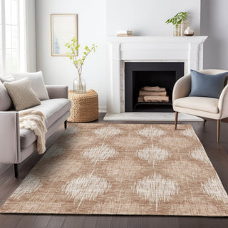 Piper Looms Chantille Ikat ACN849 Coral Machine Washable Area Rug Lifestyle Image Feature