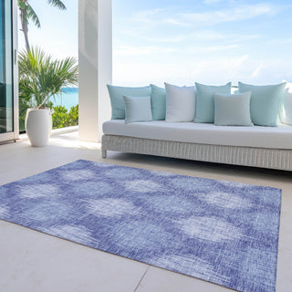 Piper Looms Chantille Ikat ACN849 Denim Machine Washable Area Rug Outdoor Lifestyle Image Feature