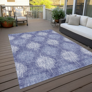 Piper Looms Chantille Ikat ACN849 Denim Machine Washable Area Rug Outdoor Lifestyle Image Feature
