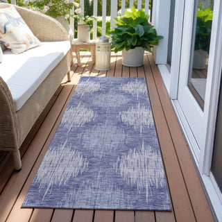Piper Looms Chantille Ikat ACN849 Denim Machine Washable Area Rug Runner Outdoor Lifestyle Image Feature