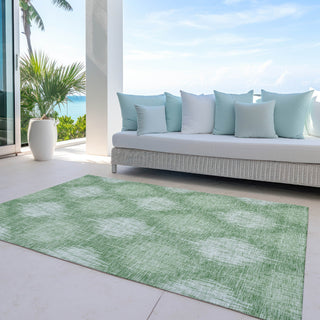 Piper Looms Chantille Ikat ACN849 Mint Machine Washable Area Rug Outdoor Lifestyle Image Feature