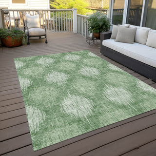 Piper Looms Chantille Ikat ACN849 Mint Machine Washable Area Rug Outdoor Lifestyle Image Feature
