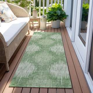 Piper Looms Chantille Ikat ACN849 Mint Machine Washable Area Rug Runner Outdoor Lifestyle Image Feature