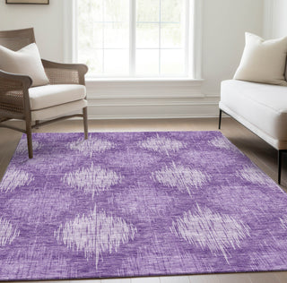 Piper Looms Chantille Ikat ACN849 Plum Machine Washable Area Rug Lifestyle Image Feature