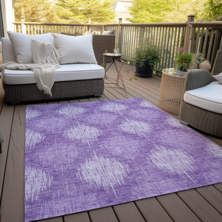 Piper Looms Chantille Ikat ACN849 Plum Machine Washable Area Rug Outdoor Lifestyle Image Feature