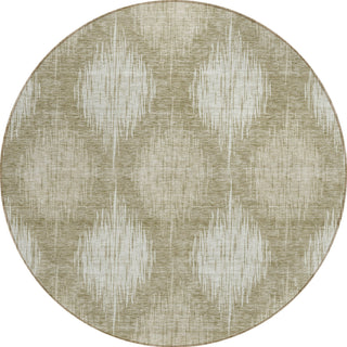 Piper Looms Chantille Ikat ACN849 Taupe Machine Washable Area Rug Round Main Image