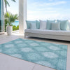 Piper Looms Chantille Ikat ACN849 Teal Machine Washable Area Rug Outdoor Lifestyle Image Feature