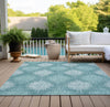Piper Looms Chantille Ikat ACN849 Teal Machine Washable Area Rug Outdoor Lifestyle Image Feature