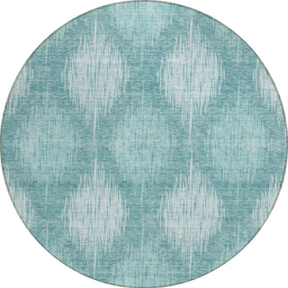 Piper Looms Chantille Ikat ACN849 Teal Machine Washable Area Rug Round Main Image