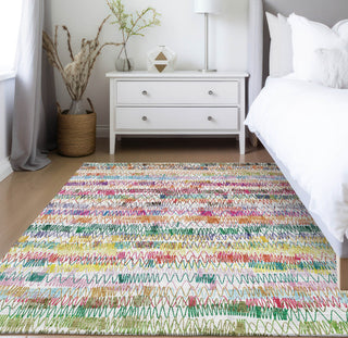 Piper Looms Chantille Stripes ACN850 Green Machine Washable Area Rug Lifestyle Image Feature