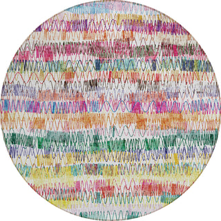 Piper Looms Chantille Stripes ACN850 Green Machine Washable Area Rug Round Main Image
