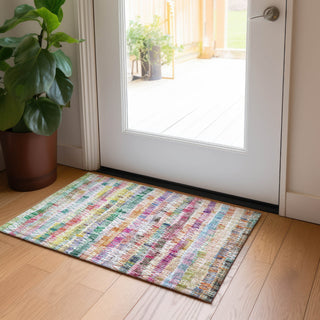 Piper Looms Chantille Stripes ACN850 Green Machine Washable Area Rug Scatter Lifestyle Image Feature