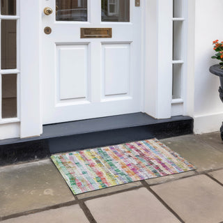 Piper Looms Chantille Stripes ACN850 Green Machine Washable Area Rug Scatter Outdoor Lifestyle Image Feature