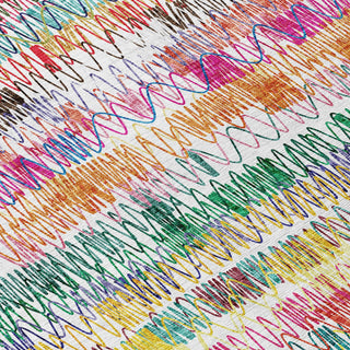 Piper Looms Chantille Stripes ACN850 Green Machine Washable Area Rug Swatch Image