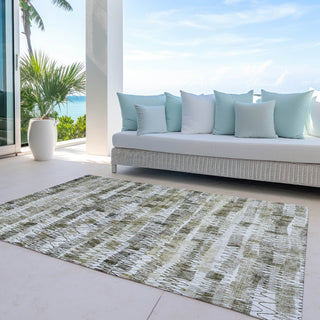 Piper Looms Chantille Stripes ACN850 Taupe Machine Washable Area Rug Outdoor Lifestyle Image Feature