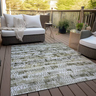 Piper Looms Chantille Stripes ACN850 Taupe Machine Washable Area Rug Outdoor Lifestyle Image Feature