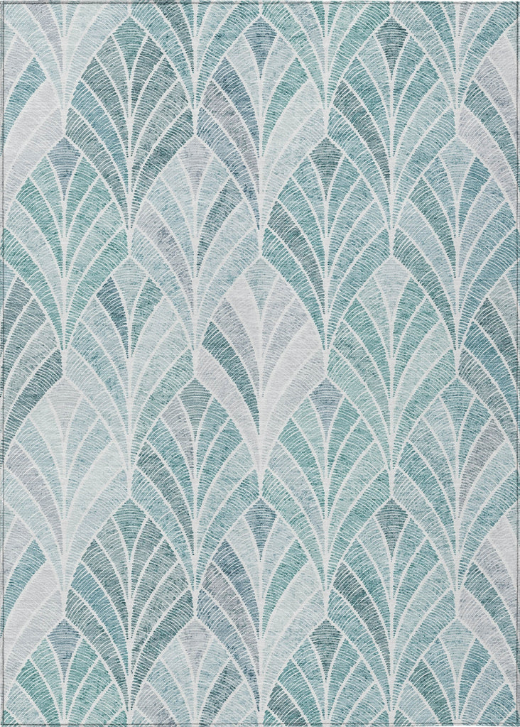 Piper Looms Chantille Geometric ACN851 Aqua Machine Washable Area Rug main image