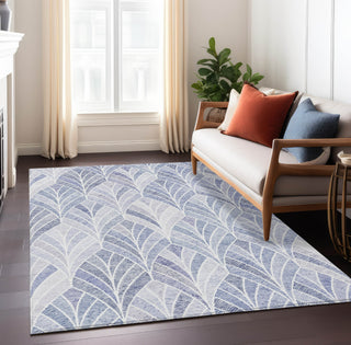 Piper Looms Chantille Geometric ACN851 Denim Machine Washable Area Rug Lifestyle Image Feature