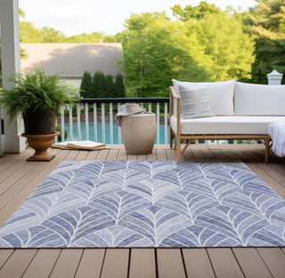 Piper Looms Chantille Geometric ACN851 Denim Machine Washable Area Rug Outdoor Lifestyle Image Feature