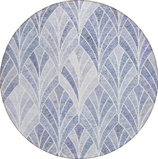 Piper Looms Chantille Geometric ACN851 Denim Machine Washable Area Rug Round Main Image