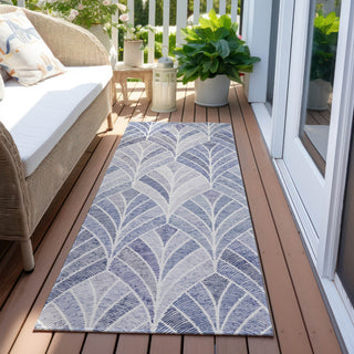 Piper Looms Chantille Geometric ACN851 Denim Machine Washable Area Rug Runner Outdoor Lifestyle Image Feature