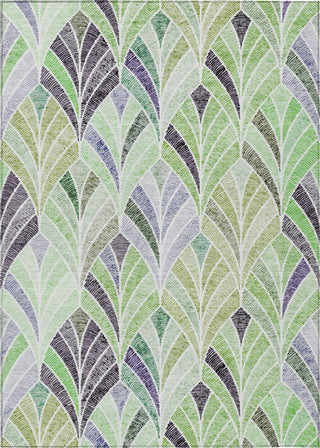 Piper Looms Chantille Geometric ACN851 Green Machine Washable Area Rug main image