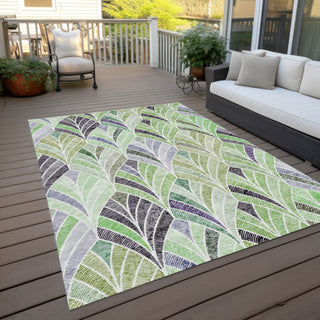 Piper Looms Chantille Geometric ACN851 Green Machine Washable Area Rug Outdoor Lifestyle Image Feature