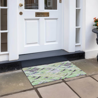 Piper Looms Chantille Geometric ACN851 Green Machine Washable Area Rug Scatter Outdoor Lifestyle Image Feature