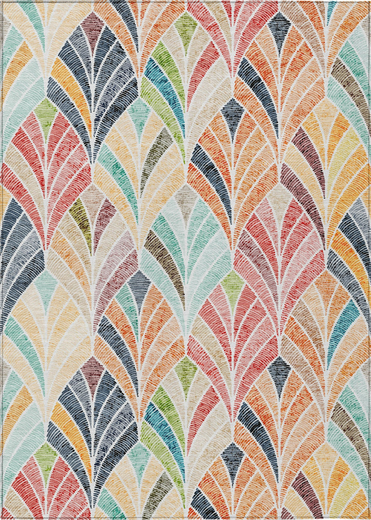 Piper Looms Chantille Geometric ACN851 Orange Machine Washable Area Rug main image