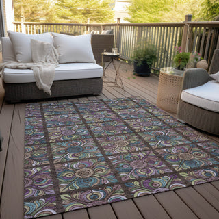Piper Looms Chantille Medallions ACN852 Chocolate Machine Washable Area Rug Outdoor Lifestyle Image Feature