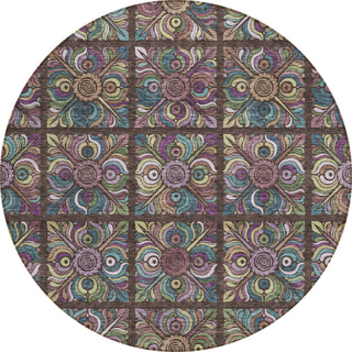 Piper Looms Chantille Medallions ACN852 Chocolate Machine Washable Area Rug Round Main Image