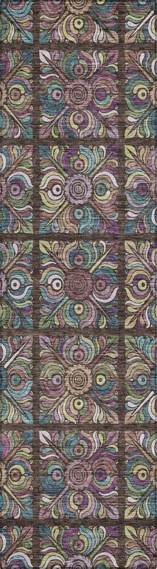 Piper Looms Chantille Medallions ACN852 Chocolate Machine Washable Area Rug Runner Main Image