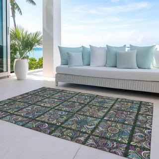 Piper Looms Chantille Medallions ACN852 Fern Machine Washable Area Rug Outdoor Lifestyle Image Feature